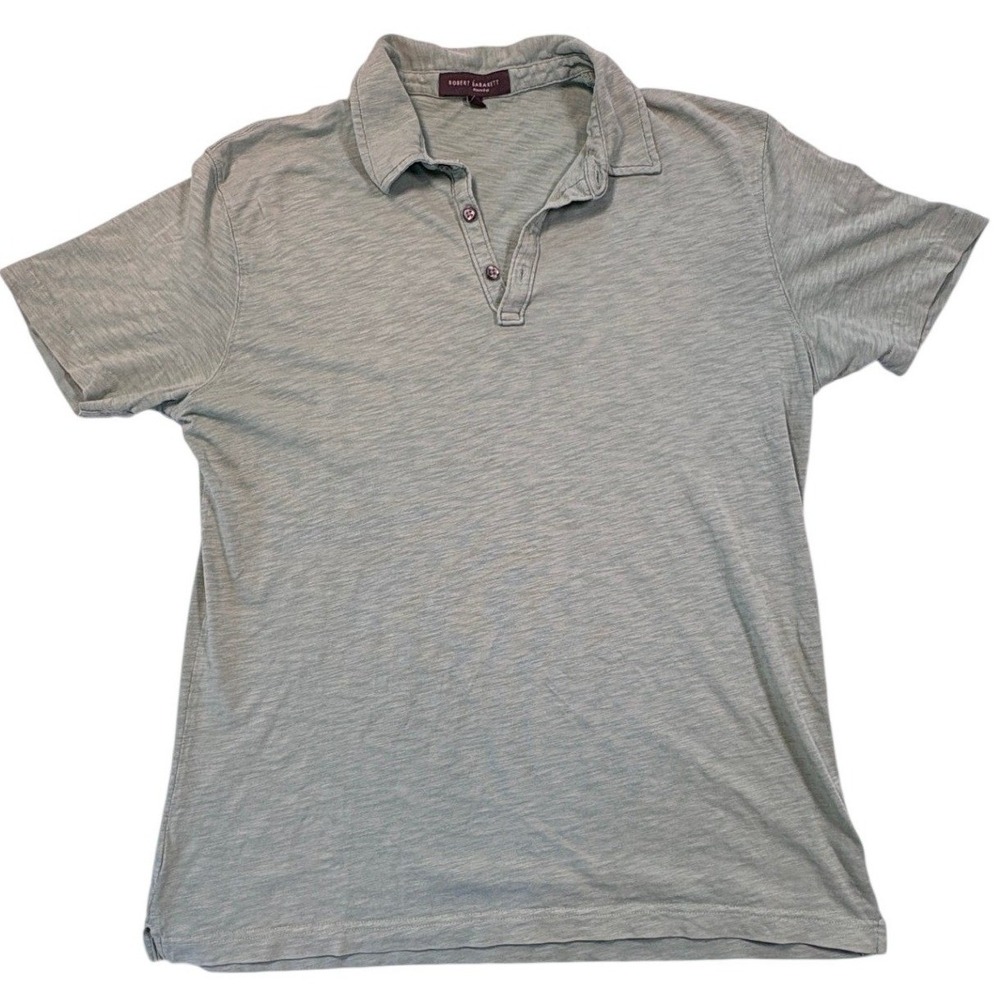 Robert Barakett Montreal Mens Sage Green Slub Cotton Polo Shirt L 42219